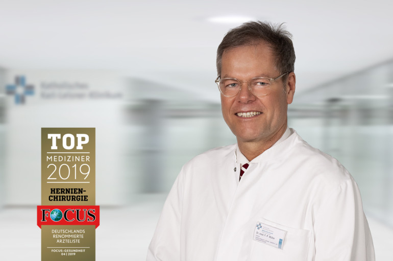Chefarzt Dr. Frank P. Müller und das Sieger "Top Mediziner 2019" des Magazins Focus Gesundheit.